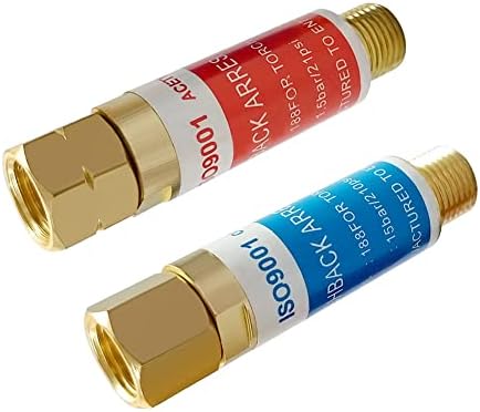 Joywayus Oxygen and Acetylene Flashback Arrestors Set Regulator End 9/16-18 Threads B Size