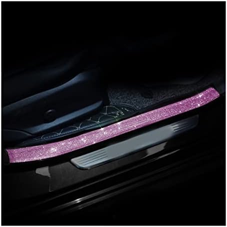 2PCS Car Door Edge Entry Guard， Bling Anti-Collision Adhesive Sticker/Protector Strip for Car Door Sill， Rear Bumper， Universal for Most Cars， SUV， Auto Accessories for Women (Black Pink/2.8x17.8)