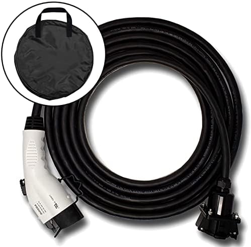 Inteset 12ft 40amp J1772 EV Extension Cord， Made in USA - for Electric Vehicle Charging Stations， Carrying Bag， Ultra-Flex Cable， UL Listed Parts