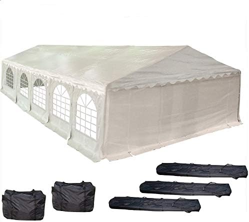 Delta 32’x20’ PE Party Tent White - Heavy Duty Wedding Gazebo Canopy Carport - with Storage Bags Canopies