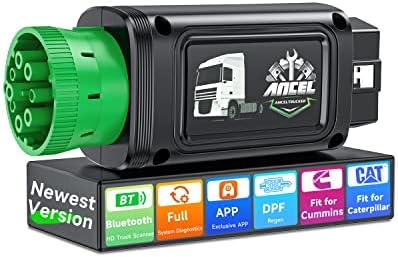 ANCEL HD100 Bluetooth Heavy Duty Truck Scanner， Full Systems Diesel Scan Tool for Cummins， Caterpillar， Detroit， Paccar， International， Enhanced D-P-F Regeneration， Truck & Car 2 in 1 Code Reader
