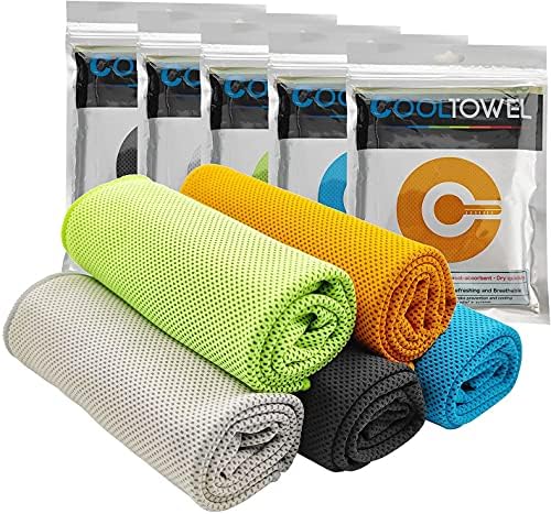 5 Pack Cooling Towel，Soft Breathable Chilly Towel，Gym Towels Microfiber Towel，Fast Cooling Ice Towel for Yoga，Gym，Fitness，Running，Workout& More Activities (5)