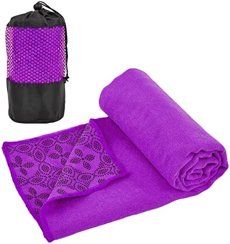 Yuilgdo Yoga Towels， Non Slip Hot Yoga Mat Towel with Grip Dots，Super-Absorbent Soft Microfiber Yoga Blanket for Pilates， Fitness and Workout 72inch x 24inch
