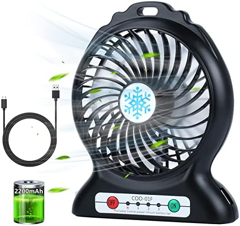 HZD USB Desk Fan， Mini Fan， Portable Quiet 3 Speeds Desktop Table Cooling Fan in Single Button， Rotation Strong Wind， Adjustment Personal Fan for Home Desktop Office Travel Indoor Outdoor (Black2)