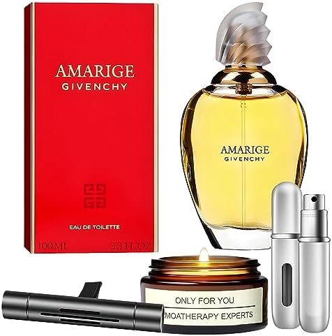 AMARIGE - Eau De Toilette Spray 3.3 oz - Gift Set Pack With Lavender Soy Candle， Car Air Fresheners， and Empty Travel Perfume Atomizer