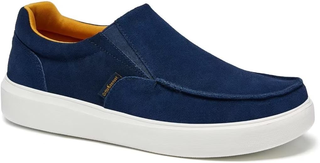 OrthoComfoot Men's Plantar Fasciitis Slip-Ons Sneakers, Arch Support Walking Loafers, Foot and Heel Pain Relief Arch Support Shoes, Orthopedic Comfortable Casual Slip On