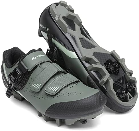 Kyedoo Mountain Bike Shoes Mens Cycling Shoes MTB Shoes Quick Ratchet Buckle Compatible with SPD System Pedal for Indoor and Outdoor Mountain Road Biking Riding (SPD Clips Includes)