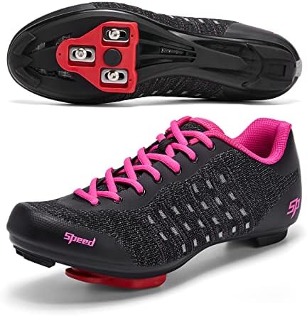 QFJB Road Bike Cycling Shoes for Men， Women Men’s Cycling Shoes， Indoor Cycling Shoes Women， Compatible with Cleats， SPD System， Lock Road Bike Riding Shoes， Delta Cleats Included