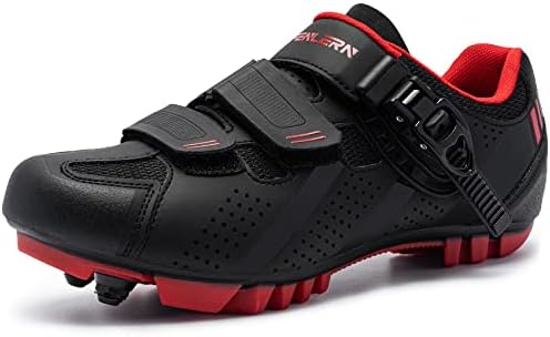 FENLERN Men’s Cycling Shoes Mountain Bike Shoes MTB with Quick Ratchet Buckle Indoor Riding Outdoor Cycling Compatible with 2-Bolt Cleats