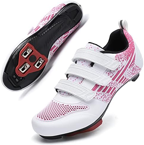 Unisex Road Bike Cycling Shoes Compatible with Peloton Shimano SPD Bike Riding Shoes for Men Women， 3 Straps， Pre-Installed Delta Cleats for Indoor Outdoor Cycling Biking