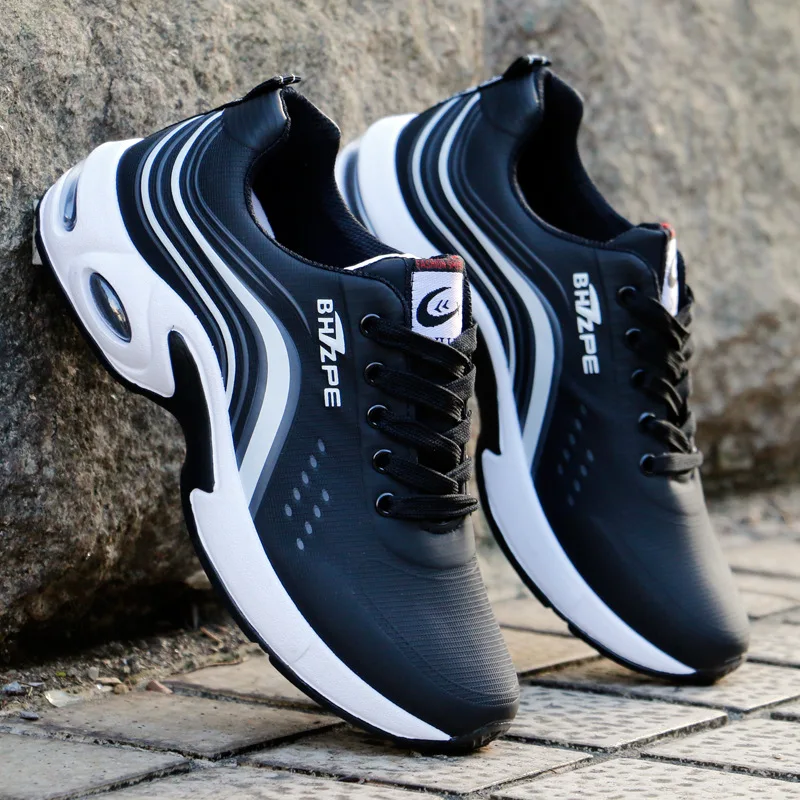 Men Low-top Sports Shoes Flat-heel Lace-Up Round Toe Sneakers Solid Color Men's Comfortable Walking Running Shoes Brand Designer