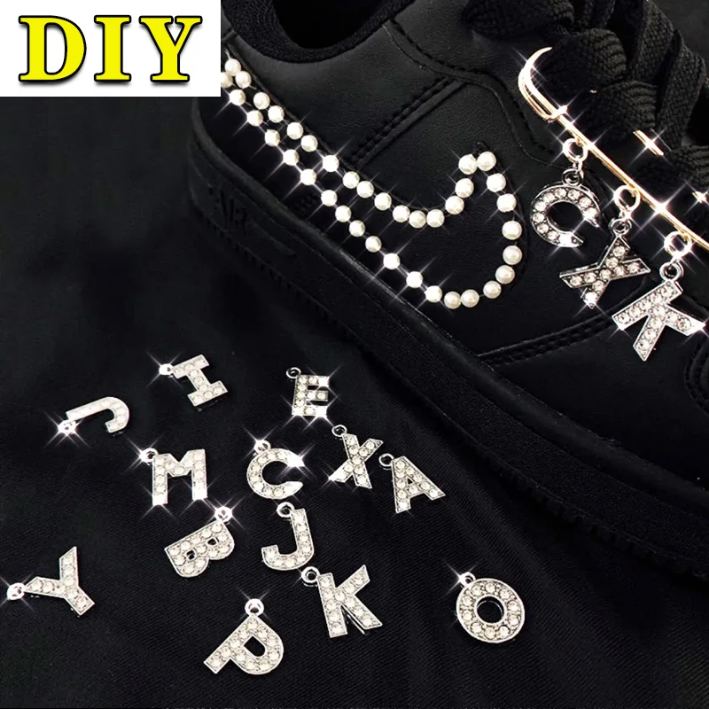 Nike Air Force 1 Rhinestone Charms Designer Letter Number Customization DIY Croc Pin Shoe Accessories Clog JIBS Girl Gift