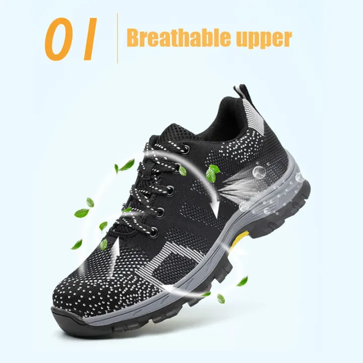 Anti-Smashing Anti-Piercing Safety Shoes Male Summer Breathable Work Shoes Lightweight Casual Protective Shoes【READY STOCK - High Quality 】