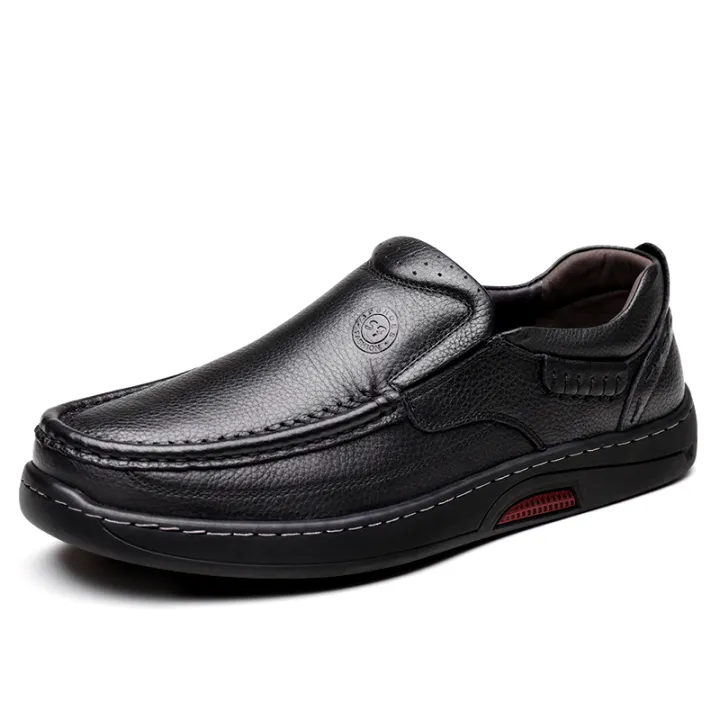 Leather Shoes Men's Genuine Leather Spring New Korean Style Middle-Aged and Elderly Business Soft Bottom Dad Shoes Versatile Casual Black Men's Shoes