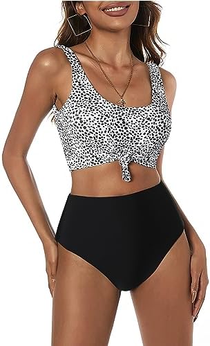 ZAFUL Women’s High Waisted Bikini Scoop Neck Swimsuit Two Pieces Bathing Suit