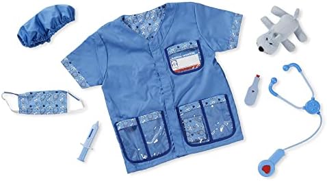 Melissa & Doug Veterinarian Role Play Costume Dress-Up Set (9 pcs) - Pretend Veterinarian Outfit With Realistic Accessories， Veterinarian Costume For Kids Ages 3+