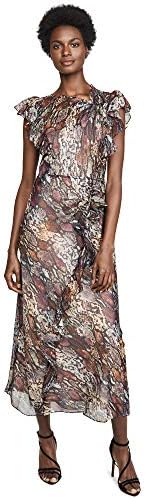 Rebecca Taylor Women’s Sleeveless Animal Print Ruffle Midi Dress