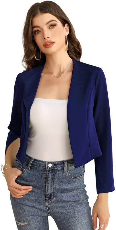 JoyJoy Women’s Puff Sleeve Open Front Casual Blazer for Work Suit Office Bolero Jacket Cropped Cardigan