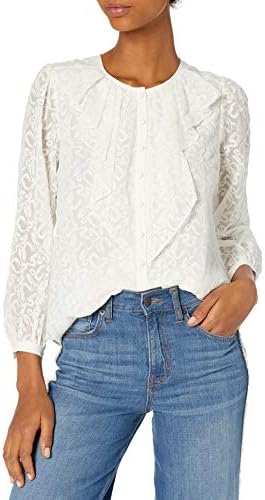 Rebecca Taylor Women’s Long Sleeve Ribbon Embroidered Silk Top