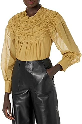 Rebecca Taylor Women’s Smocked Mock Neck Top