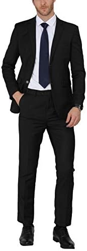 WEEN CHARM Men’s Suits Slim Fit 2 Piece Two Button Blazer Wedding Prom Tuxedo Single Breasted Jacket Pants Set