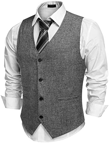 COOFANDY Men’s Casual Business Vests Lightweight Waistcoat Slim Fit Suit Vest