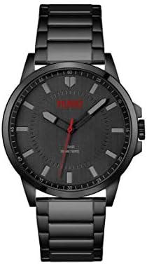 HUGO #First Men’s Quartz Stainless Steel and Link Bracelet Casual Watch， Color: Black (Model: 1530187)