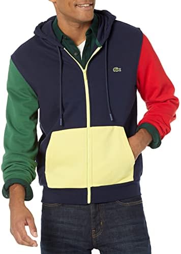 Lacoste Men’s Long Sleeve Colorblock Mix Full Zip Hooded Sweatshirt