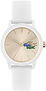 Lacoste L.12.12 Women’s Quartz Plastic and Silicone Strap Watch， Color: White (Model: 2001183)