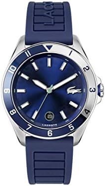Lacoste TIEBREAKER Men’s Quartz Stainless Steel and Silicone Strap Casual Watch， Color: Blue (Model: 2011125)