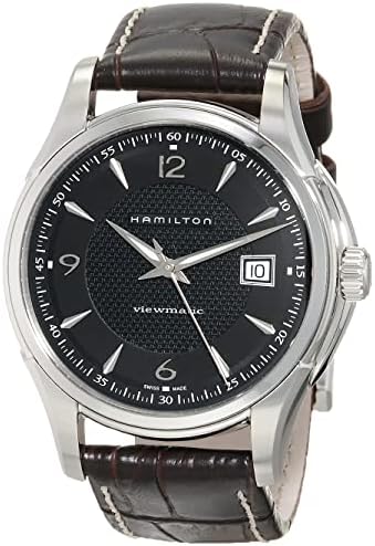 Hamilton Jazzmaster Viewmatic Swiss Automatic Watch 40mm Case， Black Dial， Brown Leather Strap (Model: H32515535)