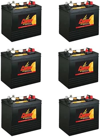 Crown Battery BCI Group GC2 6V 220AH Deep Cycle Golf Cart and Scrubber Battery X6