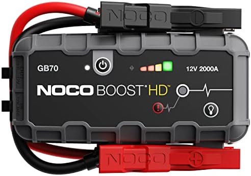 NOCO Boost HD GB70 2000 Amp 12-Volt UltraSafe Lithium Jump Starter Box， Car Battery Booster Pack， Portable Power Bank Charger， and Jumper Cables for up to 8-Liter Gasoline and 6-Liter Diesel Engines