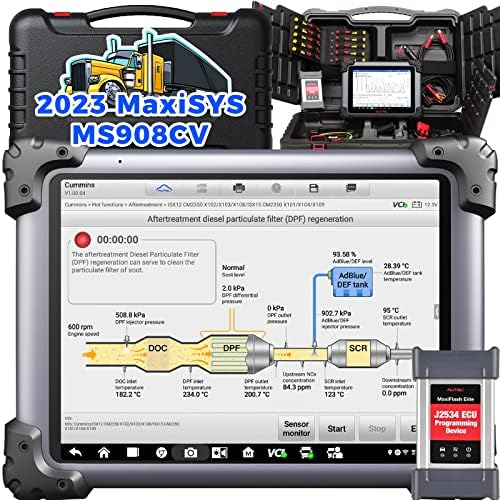 Autel Maxisys CV MS908CV， 2023 Heavy Duty Truck Scanner， Semi Truck Tool with J2534 ECU Programming， Coding， Active Test， 25 Special Services， 23 Adaption Functions， Bluetooth Diesel Diagnostic Tool