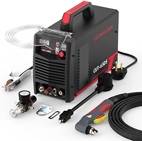 YESWELDER Plasma Cutter 65 Amp Non High Frequency Non-Touch Pilot Arc Digital Plasma Cutter， DC Inverter 110/220V Dual Voltage Blowback Plasma Cutting Machine CUT-65DS
