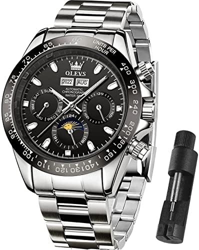 OLEVS Mens Watches Automatic Watches for Men Waterproof Mechanical Dive Wrist Watch Luxury Skeleton Big Face Stainless Steel Watches reloj para Mujer