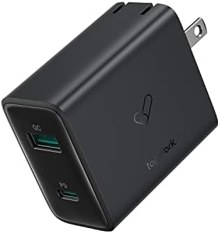 USB C Power Adapter， Topvork Dual Port PD Fast Type C Charging Block Plug Adapter， Foldable GaN Ⅲ USB C Wall Charger for MacBook Pro/Air， iPad Pro， iPhone 13/12/11Pro Max/XR/SE， Galaxy S22