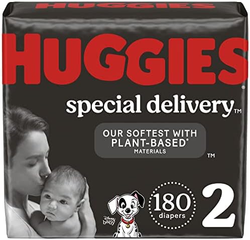 Huggies Special Delivery Hypoallergenic Baby Diapers Size 2 (12-18 lbs)， 180 Ct， Fragrance Free， Safe for Sensitive Skin