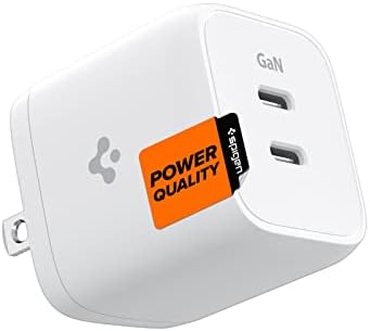 Spigen GaN 452 Total 45W 2 Ports GaN III Tech Dual USB C Wall Charger PD 3.0 Charging Block Compatible with iPhone 14 13 Plus Mini Pro Max 12 iPad Air Galaxy S23 Ultra Plus Z Fold 4 Flip 4 S22 S21
