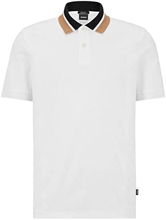 Hugo Boss Men’s White Parlay Knitted Collar Short Sleeve Polo T-Shirt