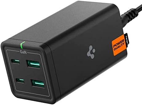 USB C Charger， Spigen 120W [GaN III] 4-Port USB C Charging Station， 100W via USB-C PD Type C Fast Charging Hub for MacBook iPad M2 M1 Pro Air iPhone Galaxy HP Dell XPS ASUS Chromebook USB-C Laptop