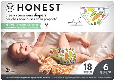 The Honest Company - Eco-Friendly and Premium Disposable Diapers - Pandas， Size 6 (35+ lbs)， 18 Count