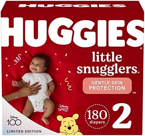 Huggies Size 2 Diapers， Little Snugglers Baby Diapers， Size 2 (12-18 lbs)， 180 Count