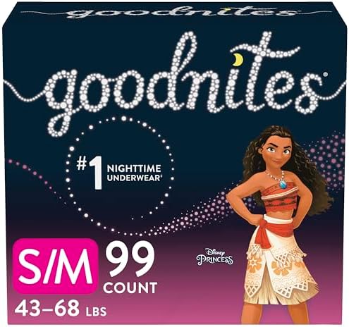 Goodnites Girls’ Nighttime Bedwetting Underwear， Size S/M (43-68 lbs)， 99 Ct (3 Packs of 33)， Packaging May Vary