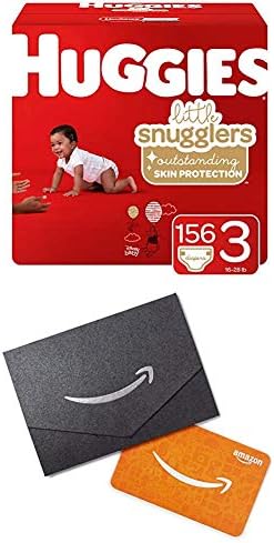 Huggies Little Snugglers Baby Diapers， Size 3， 156 Ct， One Month Supply (2Pack) with Gift Card