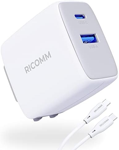 USB C Charger 65W， RICOMM GaN PPS Fast Charger Adapter Kit (Soft Silicone Cable Included) Travel Wall Charger Foldable Plug for MacBook， iPhone Pro Max， iPad， AirPods， Samsung Galaxy S22/S20/S10