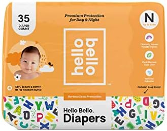 Hello Bello Diapers， Newborn， 35 Count， Alphabet Soup Design