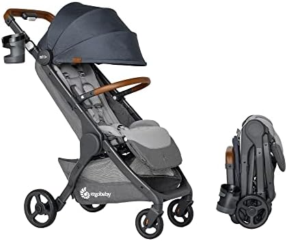 Ergobaby Metro+ Deluxe Compact Baby Stroller， Lightweight Umbrella Stroller Folds Down for Overhead Airplane Storage (Carries up to 50 lbs)， Car Seat Compatible， London Grey