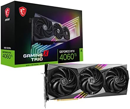 MSI Gaming GeForce RTX 4060 Ti 8GB GDRR6 128-Bit HDMI/DP Nvlink TORX Fan 4.0 Ada Lovelace Architecture Graphics Card (RTX 4060 Ti Gaming X Trio 8G)