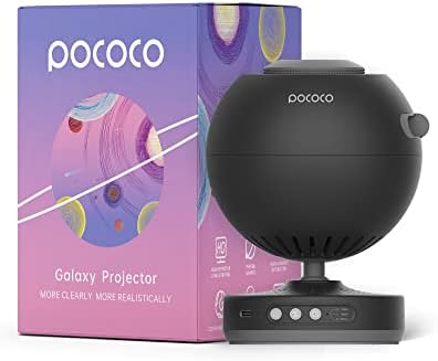 POCOCO Galaxy Projector， Gaming Desk Accessories for PC Setup， Real Planetarium Star Projector with Rechargeable Battery， Birthday Gift Ideas for Men Women Kids， Night Lights for Stress Relief (Black)